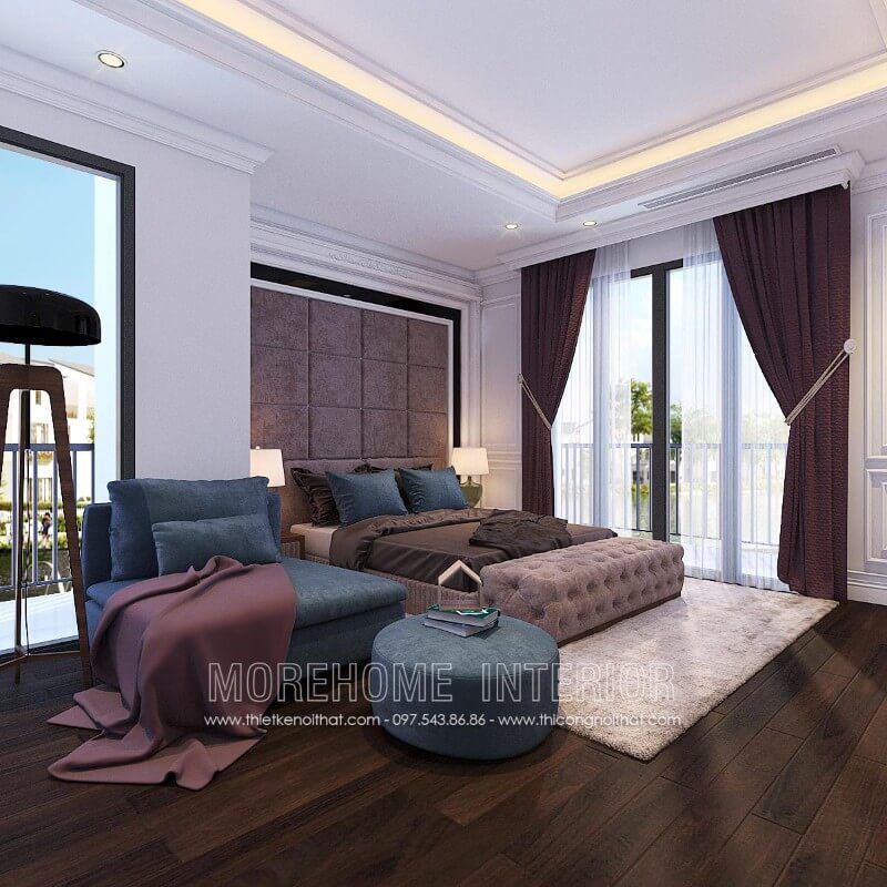 Giường ngủ gỗ tự nhiên bọc nỉ cao cấp, tone màu xám nhẹ nhàng tạo nên sự thanh lịch, hiện đại thể hiện được đẳng cấp của chủ nhân trong gia đình